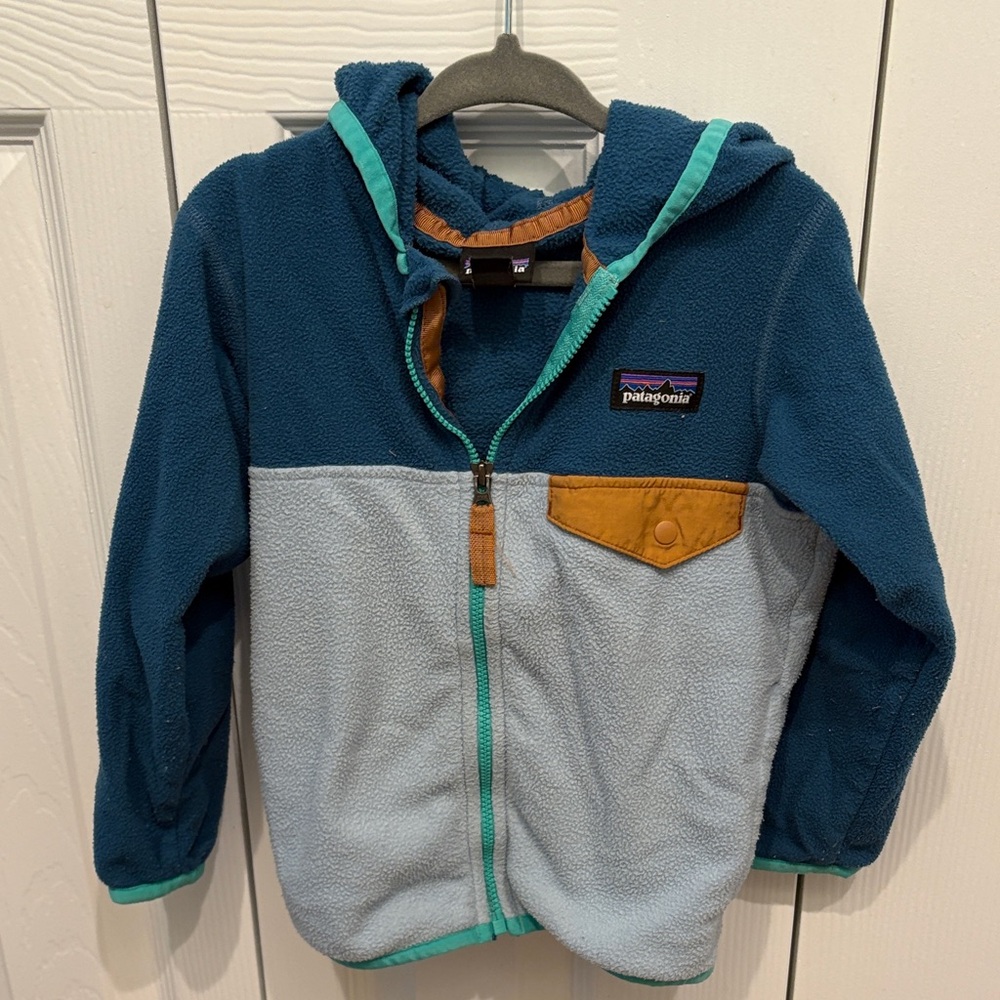 Patagonia Kids' Blue and Gray Fleece Hoodie
